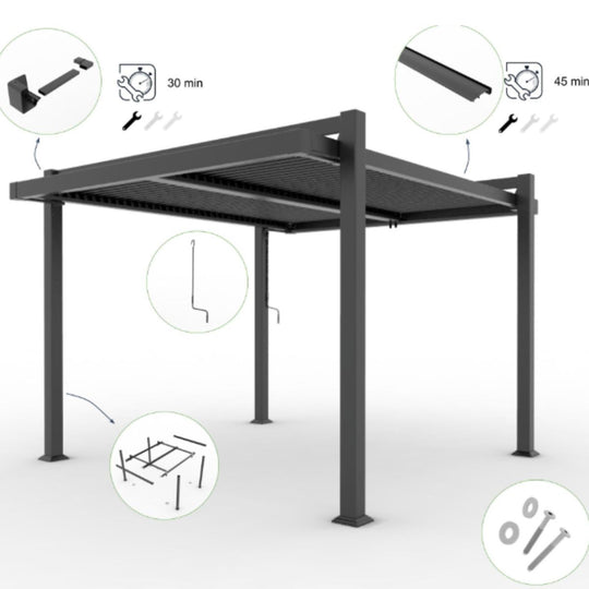 Pergola Bioclimatique Leroy Merlin 11,52m² – Gris Anthracite