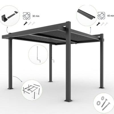 Pergola Bioclimatique Leroy Merlin 11,52m² – Gris Anthracite