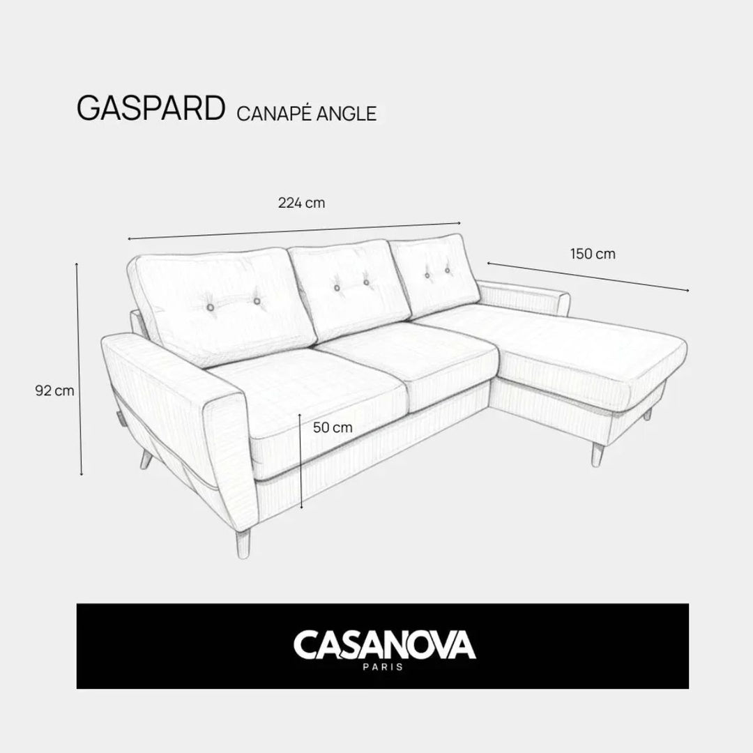Canapé Casanova Paris d'angle gauche convertible Gaspard gris bouclette