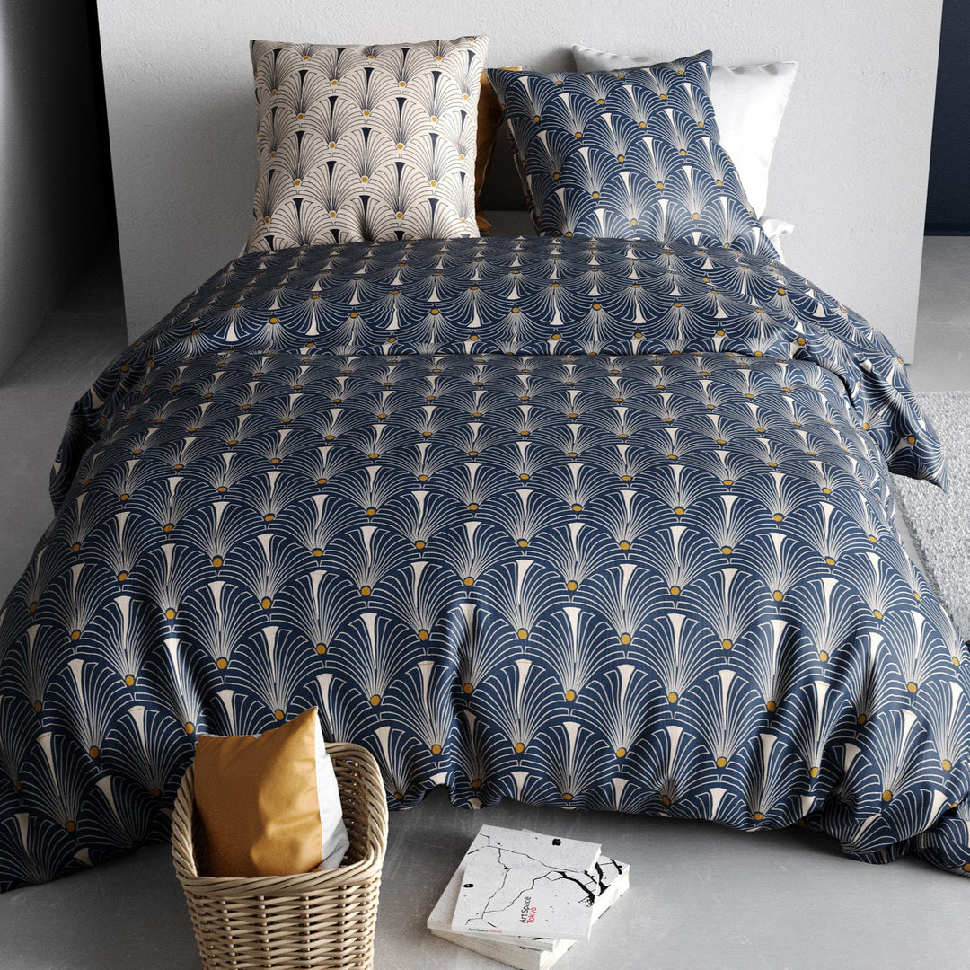 Parure de lit 100% coton 57 fils Paon