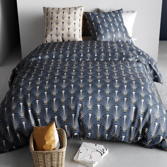 Parure de lit 100% coton 57 fils Paon