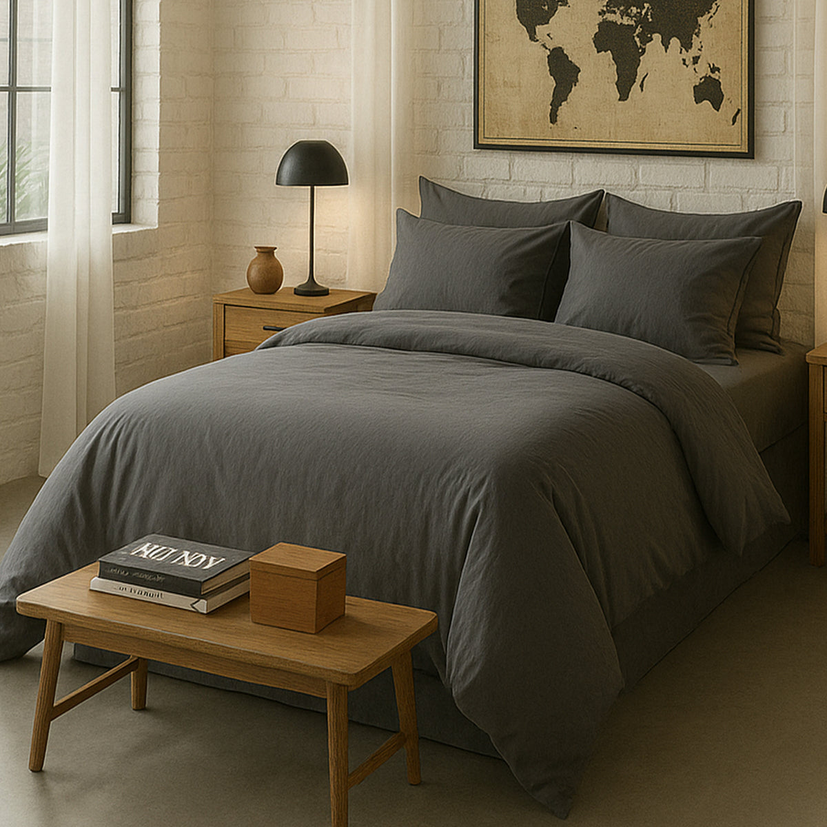 Parure de lit Bâton Rouge en percale de coton 80 fils