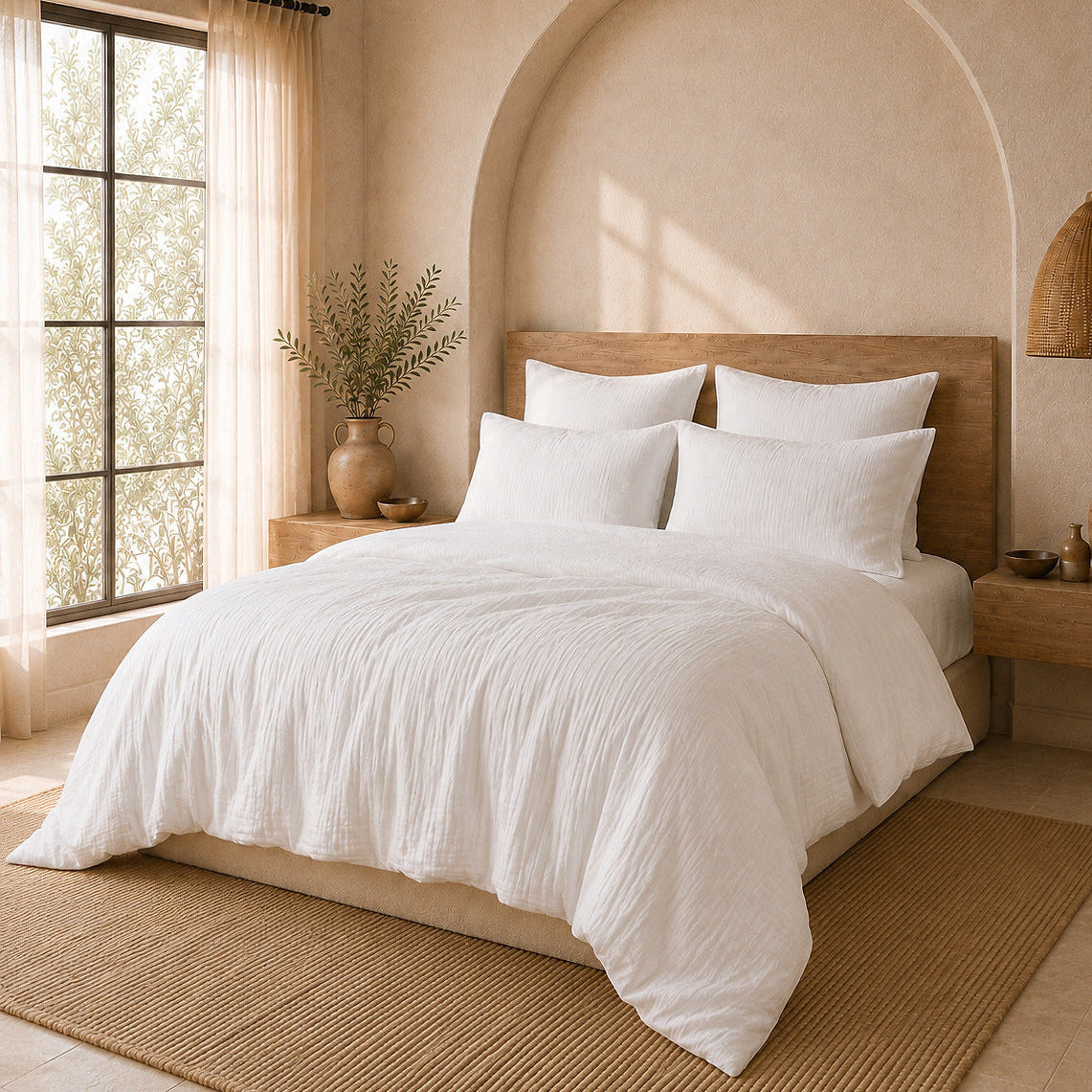 Parure de lit Bâton Rouge en double gaze de coton