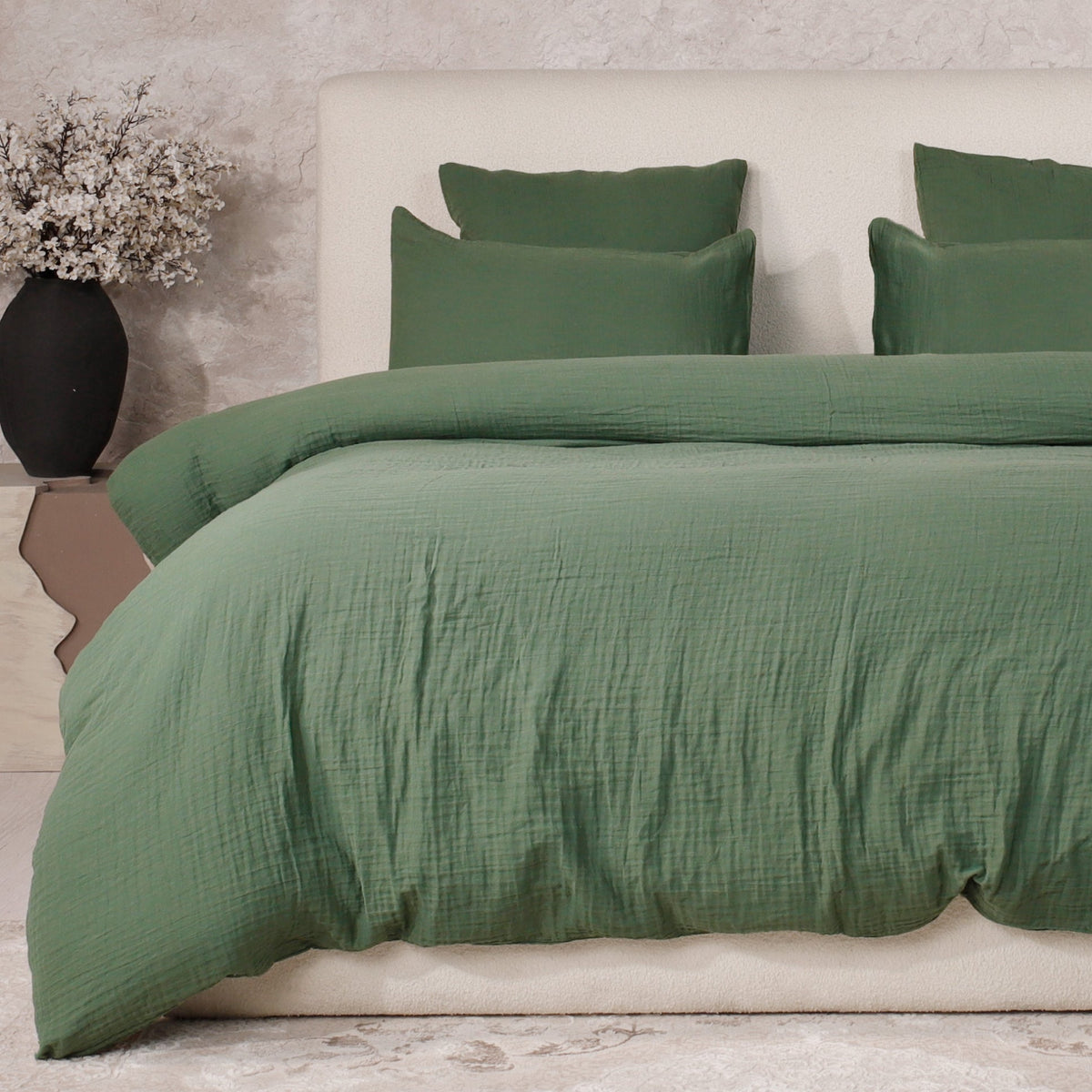 Parure de lit 2 places Bâton Rouge en double gaze de coton