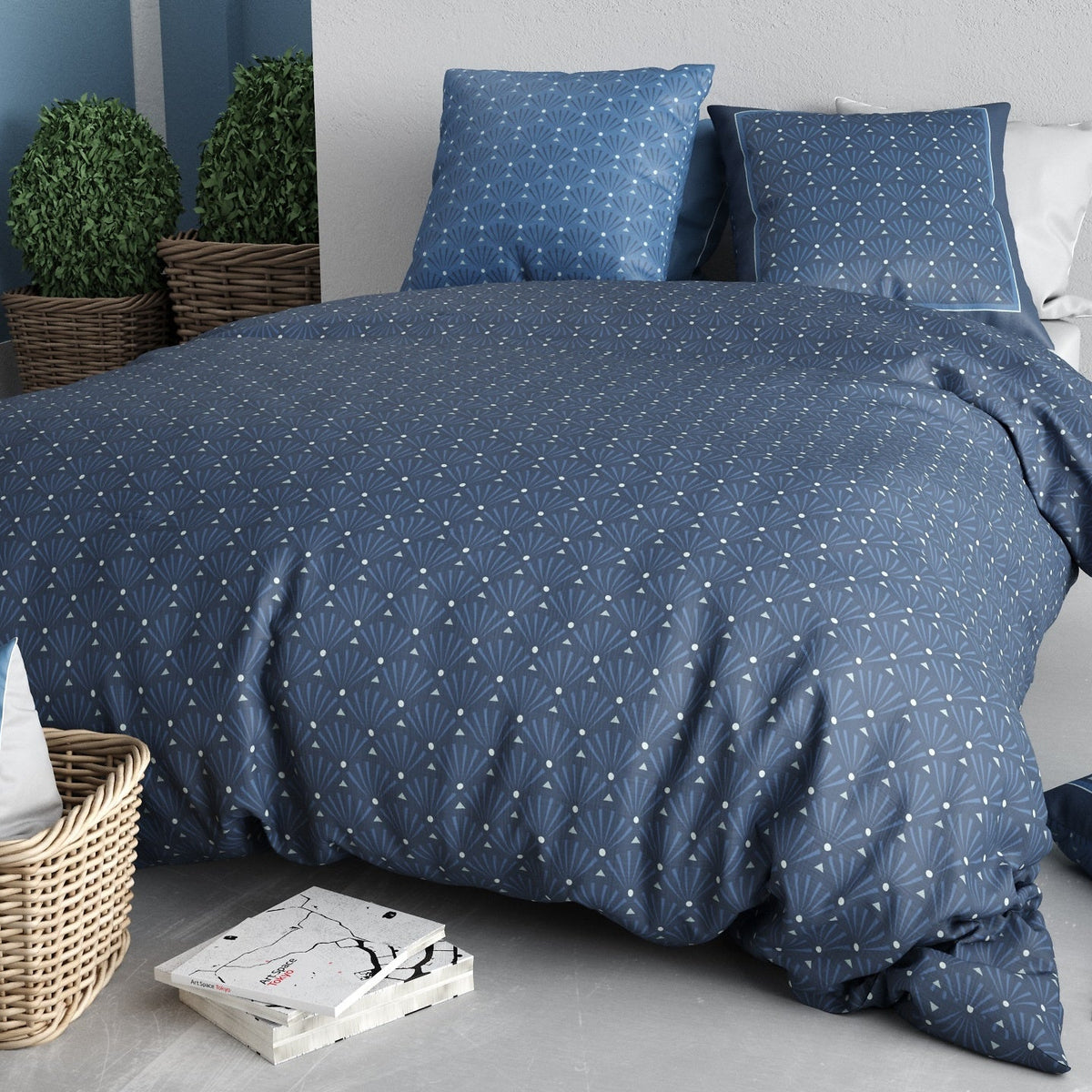 Parure de lit 2 places Bâton Rouge 100 % coton 57 fils AZZURA