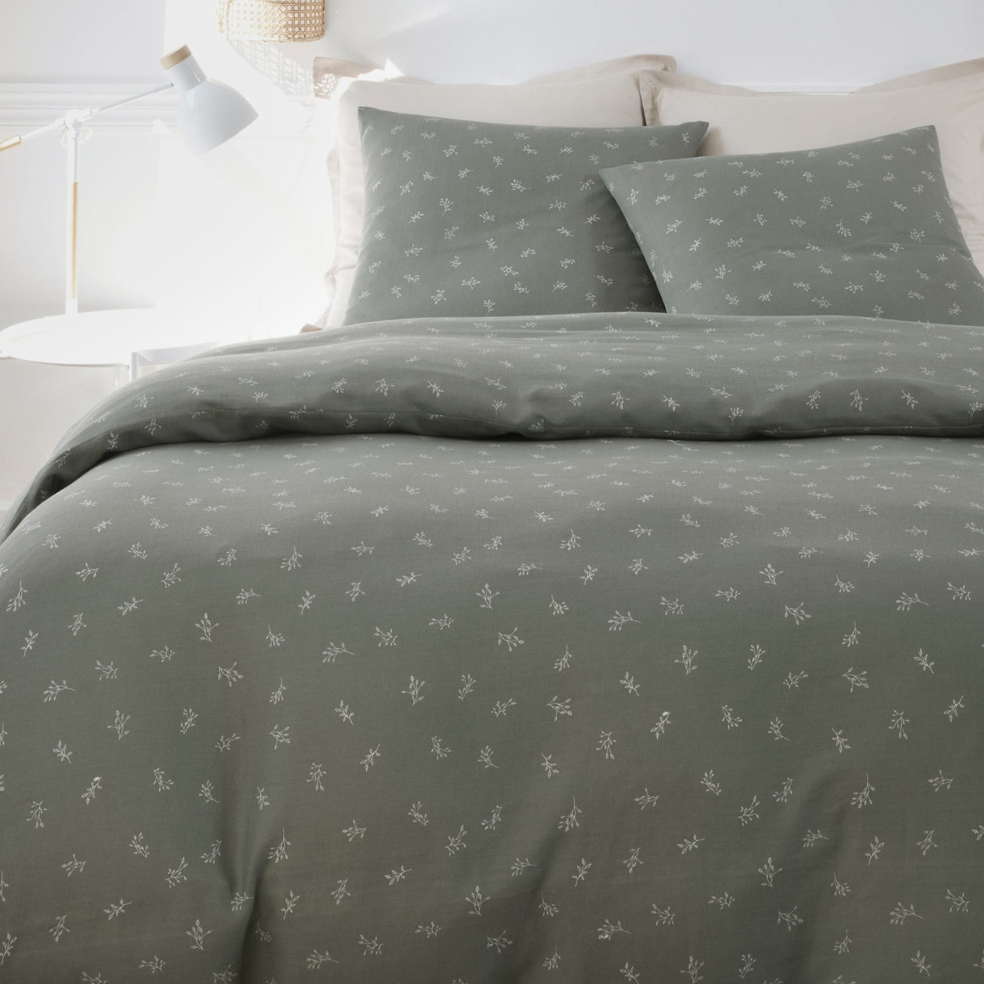 Housse de couette + taies en gaze de coton imprimée CELESTINE