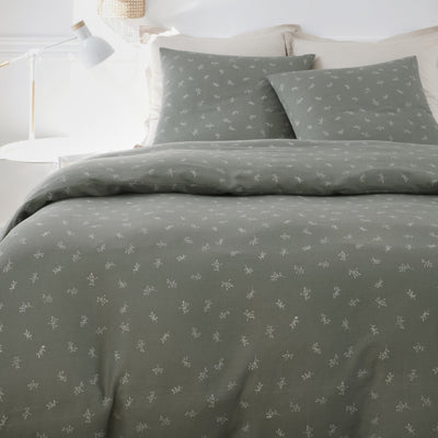 Housse de couette + taies en gaze de coton imprimée CELESTINE