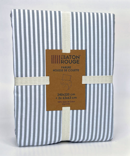 Housse de couette + taies en gaze de coton imprimée LAYA