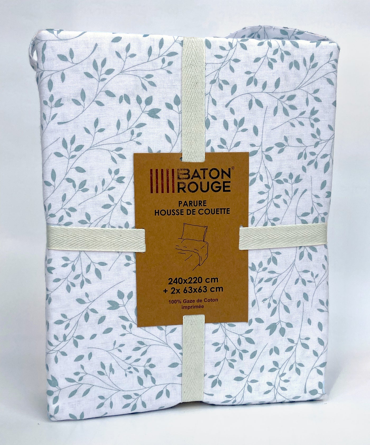 Housse de couette + taies en gaze de coton imprimée MURMURE