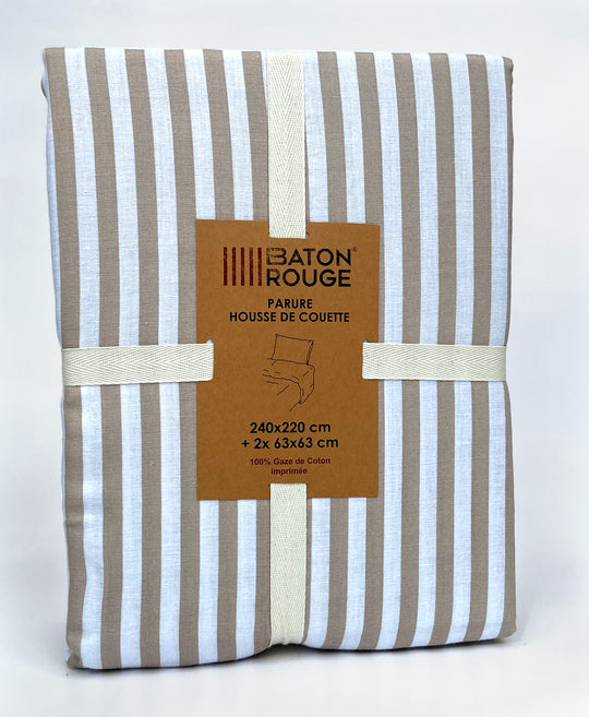 Housse de couette + taies en gaze de coton imprimée SOLEIS