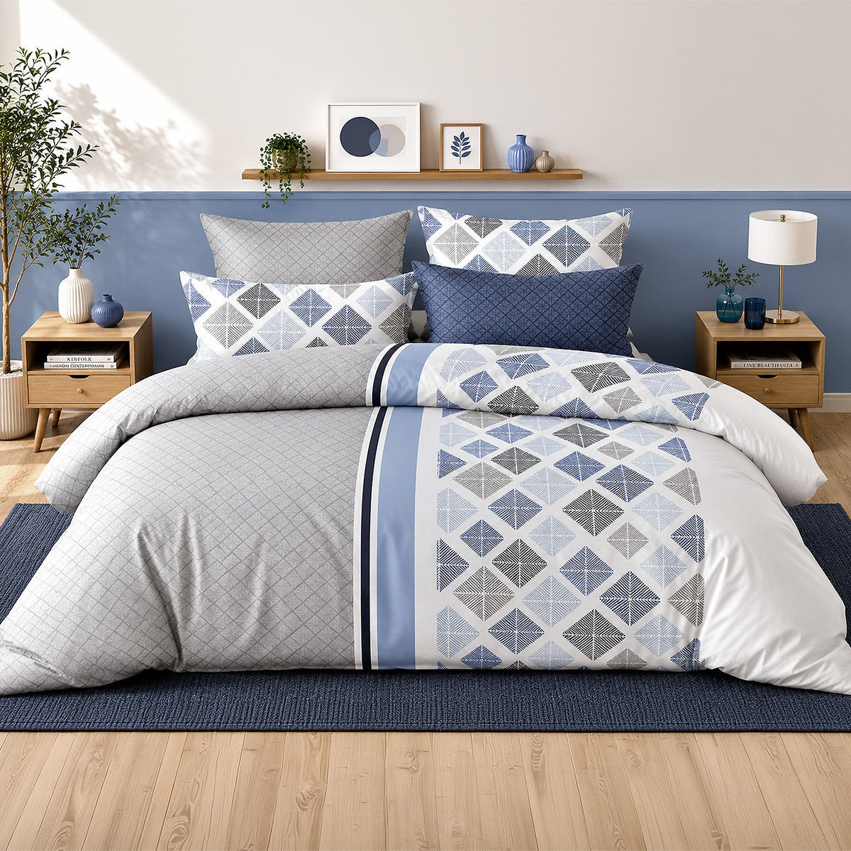Parure de lit percale de coton 71 fils BLUANCE