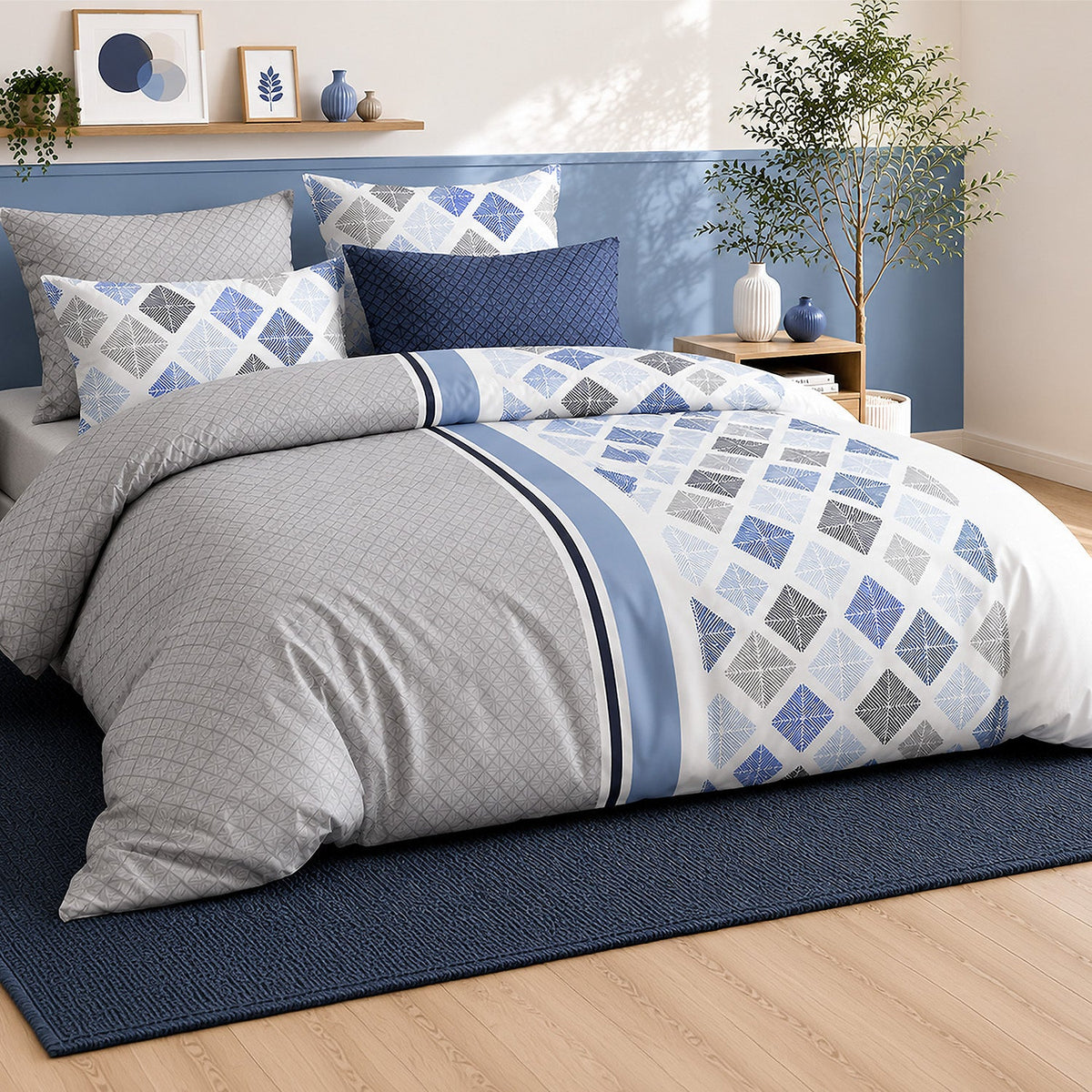 Parure de lit percale de coton 71 fils BLUANCE, vue 2