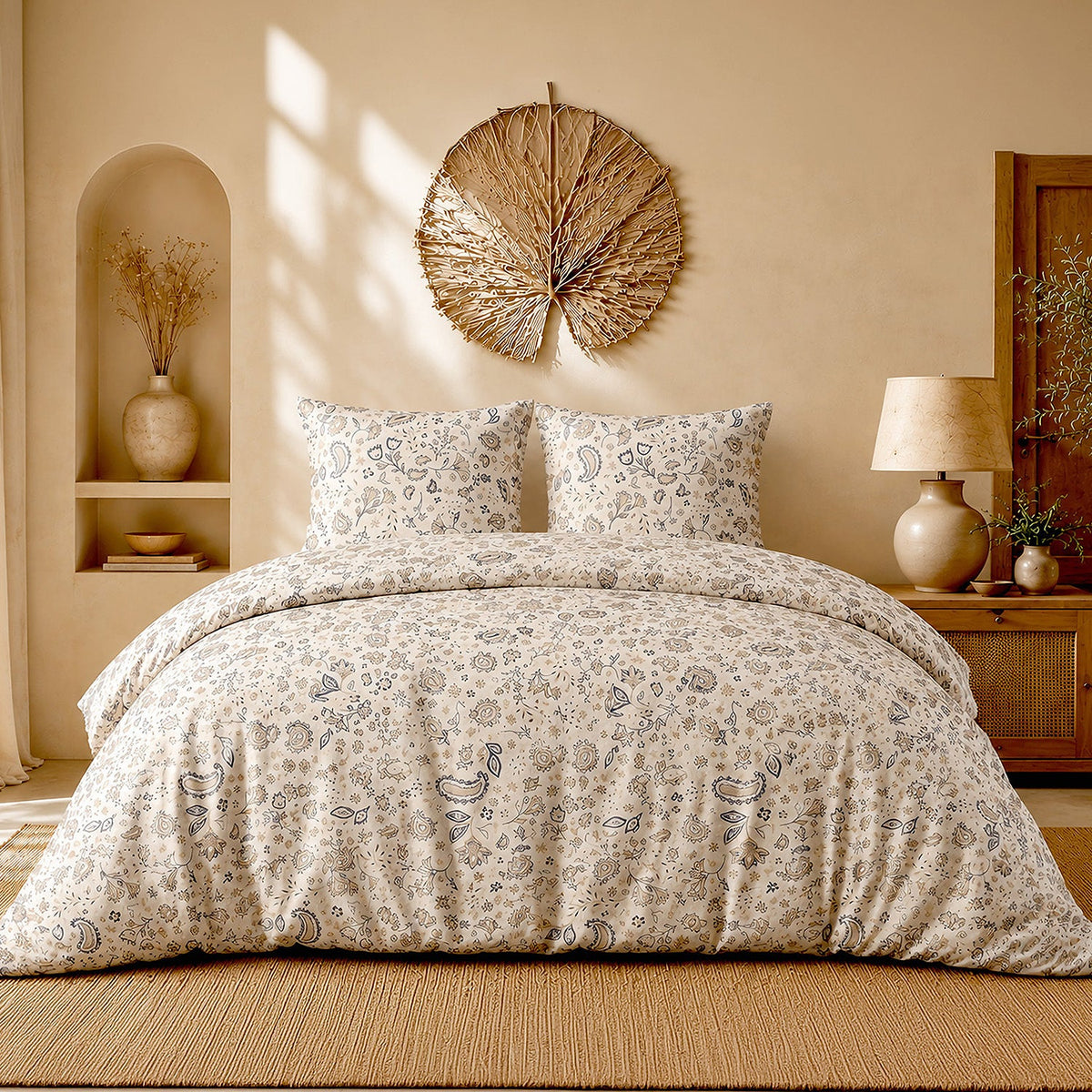 Parure de lit percale de coton 71 fils ISHANI