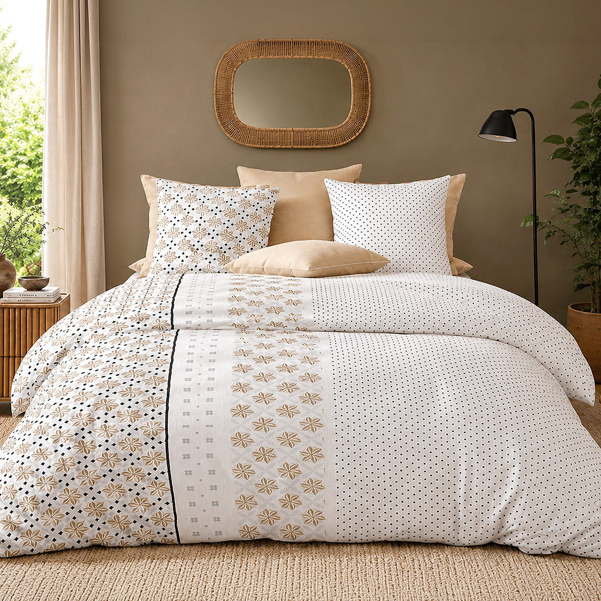 Parure de lit percale de coton 71 fils ROSALB
