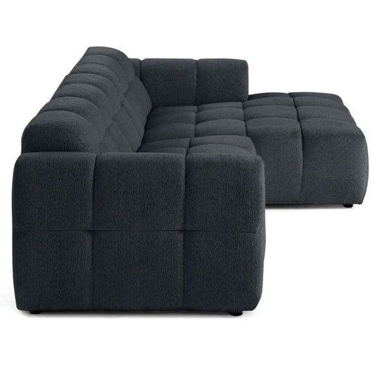 Canapé d'angle droit BESTMOBILIER Ray 4 places en tissu texturé gris
