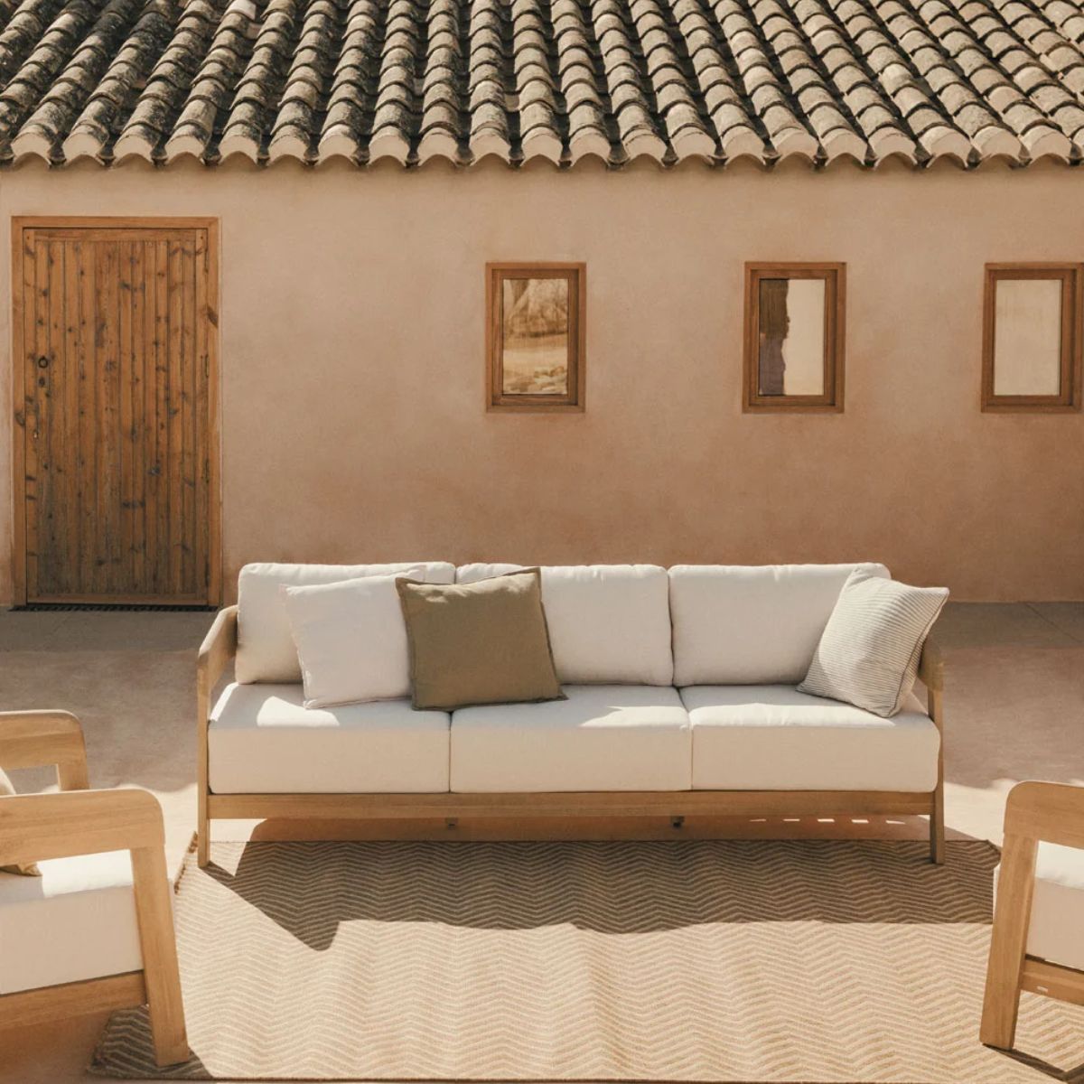 Canapé de jardin SKLUM 3 places en bois d'Acacia Marron Clair