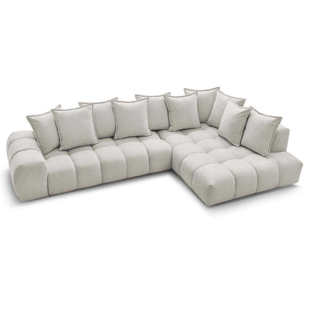 Canapé d'angle droit BOBOCHIC Everest 10 coussins Beige