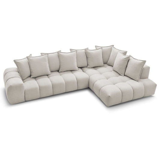 Canapé d'angle droit BOBOCHIC Everest 10 coussins Beige