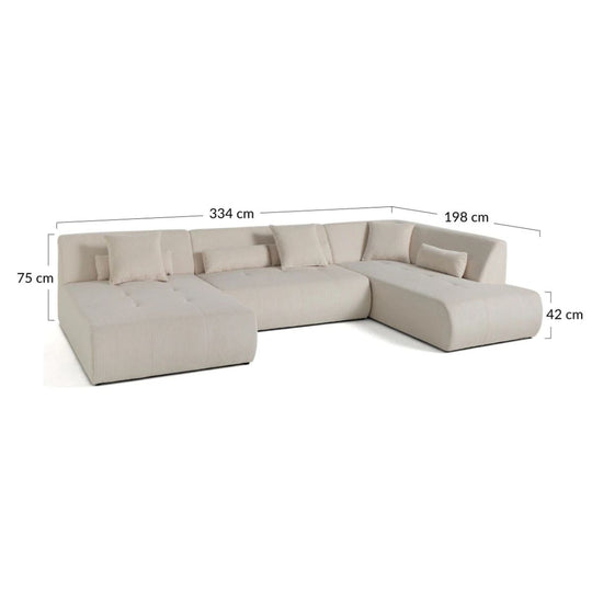 Canapé BESTMOBILIER panoramique d’angle droit ONYX 7 places en velours côtelé vert