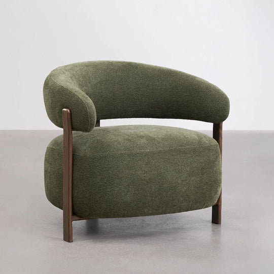 Fauteuil SKLUM en tissu chenille vert et fer Jolie Marron Bois Foncé