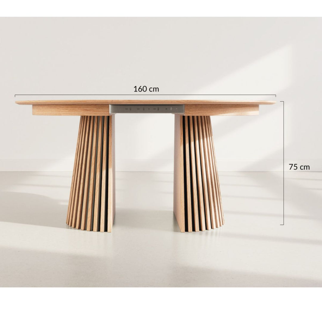Table à manger extensible BESTMOBILIER Freya ronde en bois effet chêne