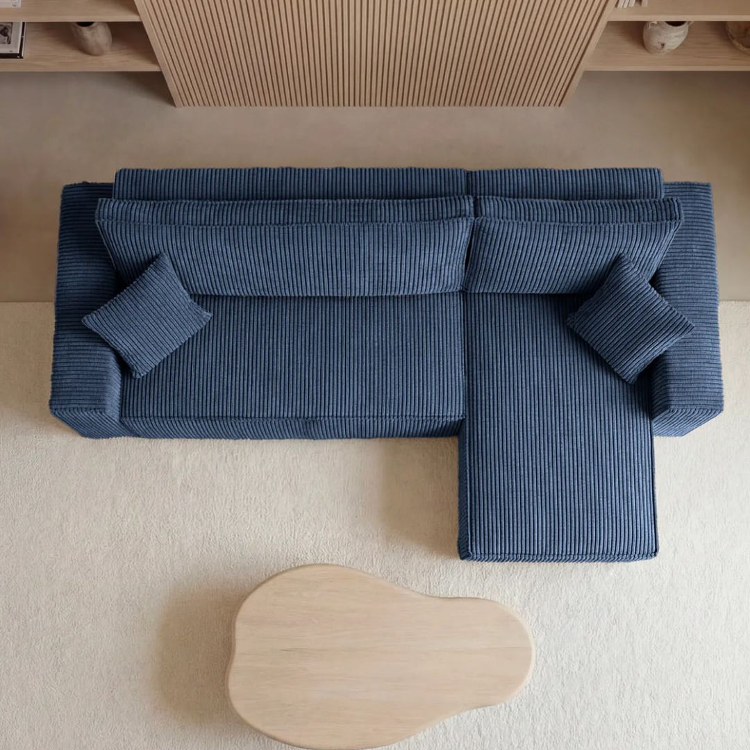 Canapé d'angle convertible CASANOVA Romeo velours bleu