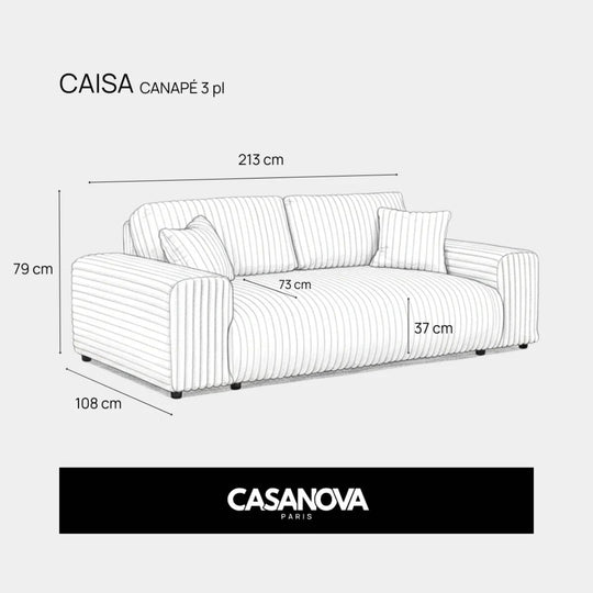 Canapé droit Casanova Paris gros velours côtelé beige CAISA
