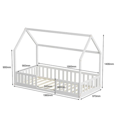 Lit cabane avec barrière NID ENCHANTE 90x190 cm