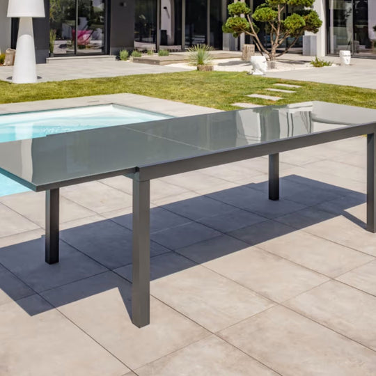 Table de jardin DCB GARDEN Tolede alu verre 200/300 cm