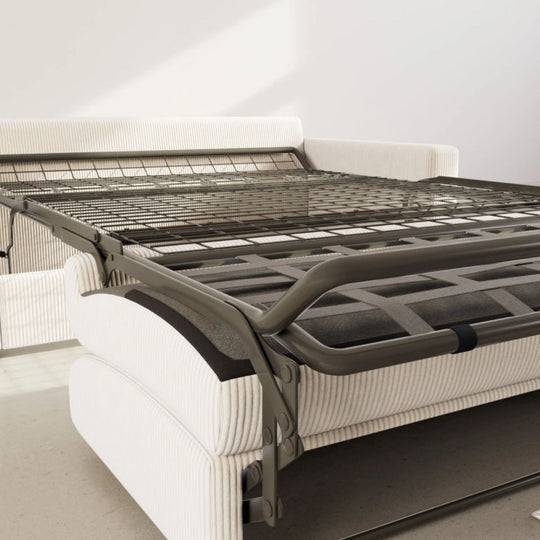 Canapé BESTMOBILIER 3 places convertible express couchage 140 cm en velours côtelé beige