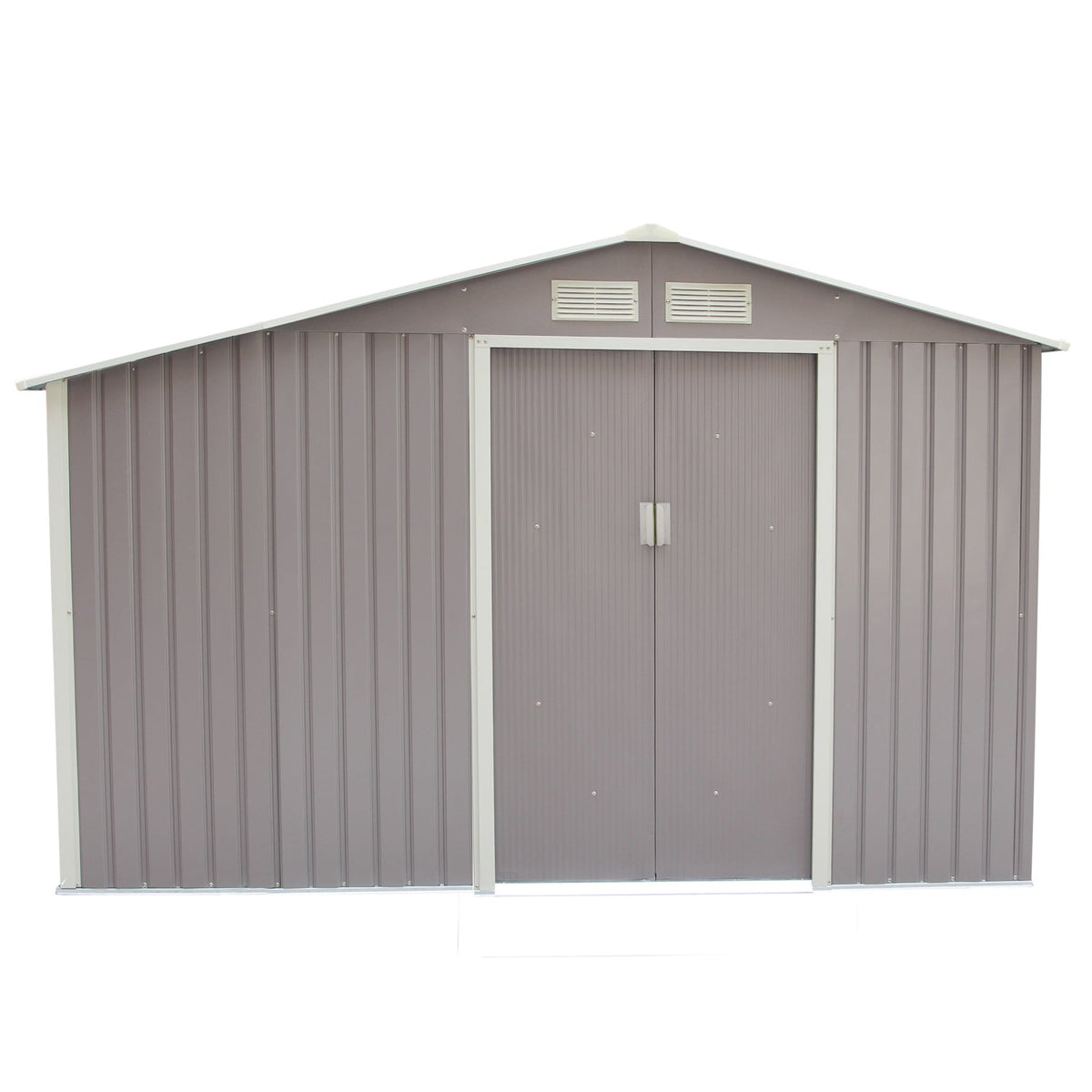 Abri de jardin 6,53 m² en métal galvanisé gris avec abri bûches CHROMA