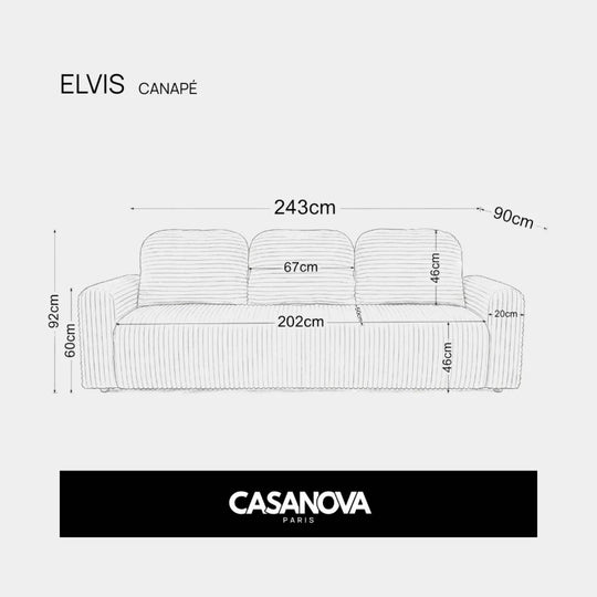 Canapé convertible ELVIS velours côtelé vert