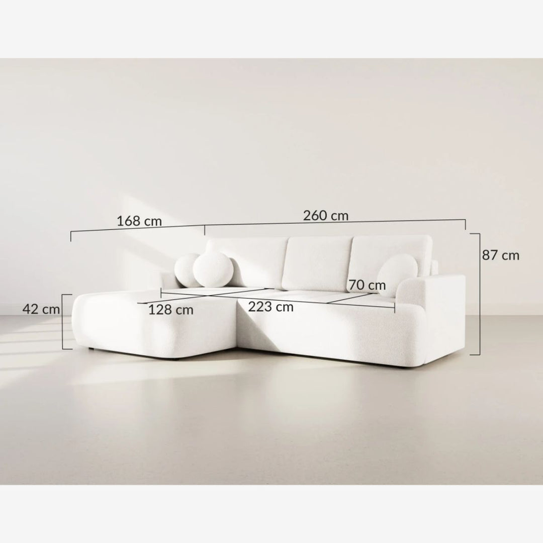 Canapé LISA DESIGN Candela Beige 4 places Convertible Coffre