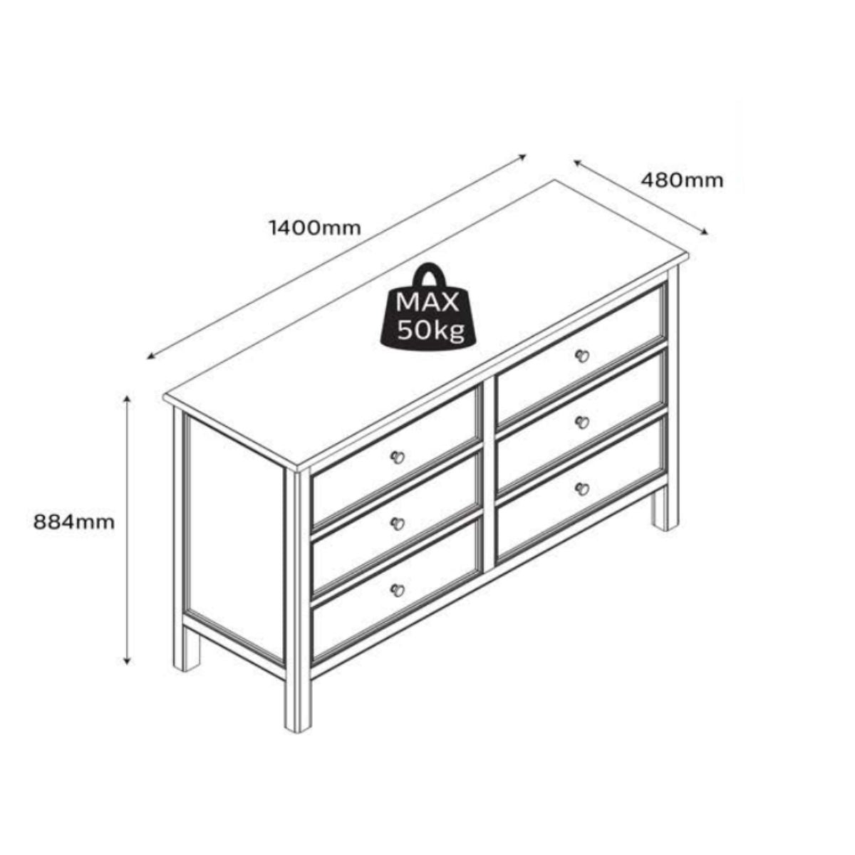 Commode ALINEA 6 tiroirs en bois d'orme et de pin - bois clair