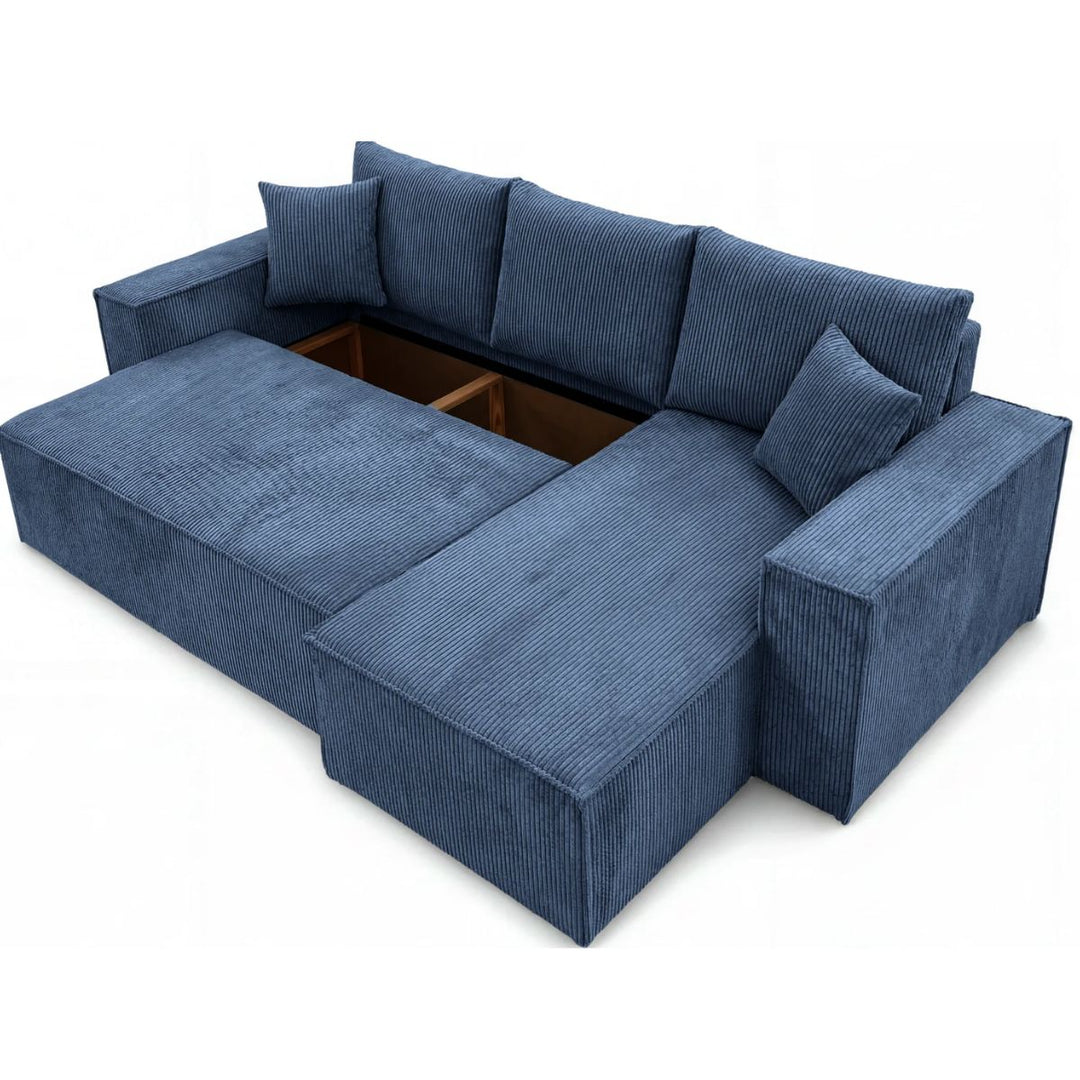 Canapé d'angle convertible CASANOVA Romeo velours bleu