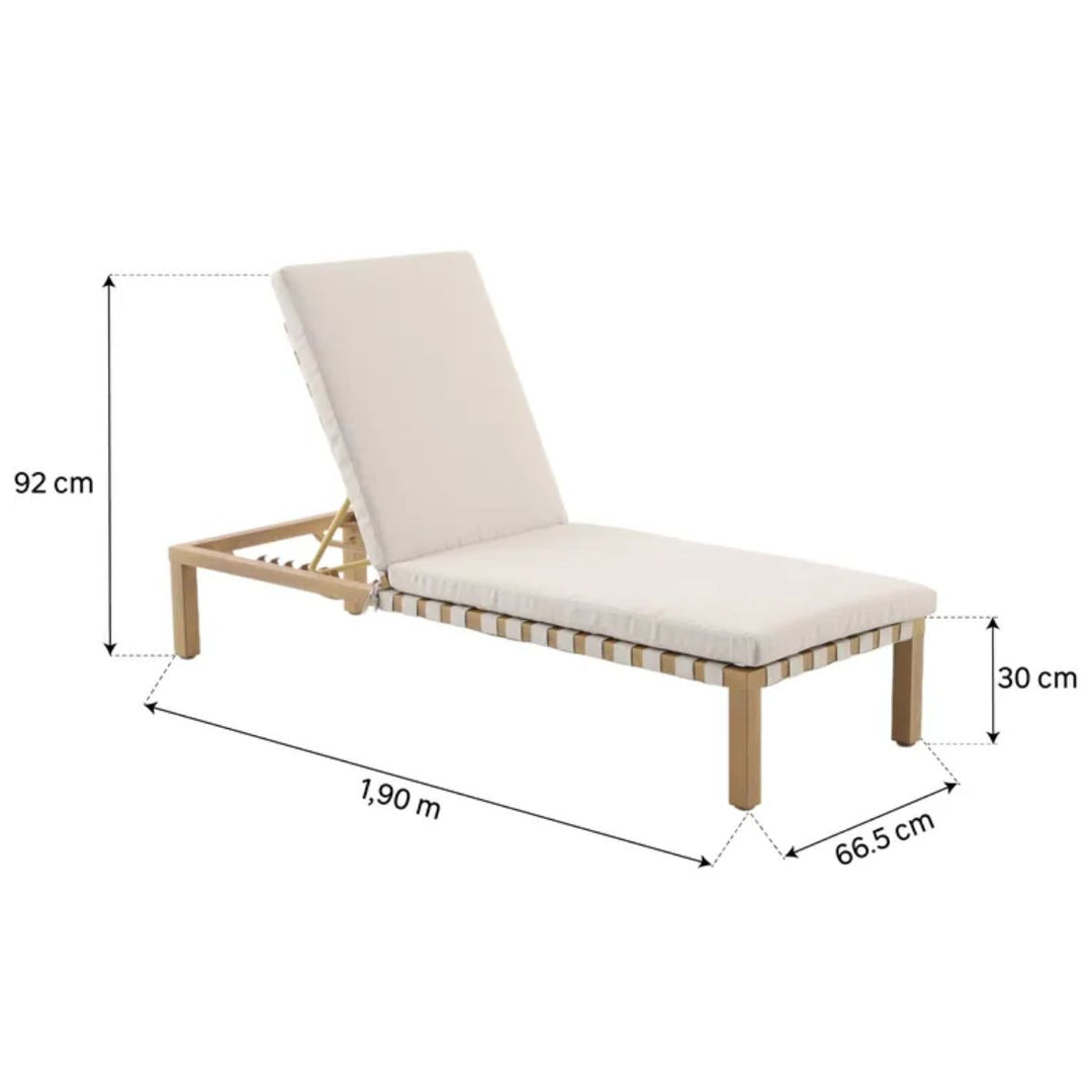 Bain de soleil de jardin NATERIAL Okinawa en aluminium/bande tressée beige