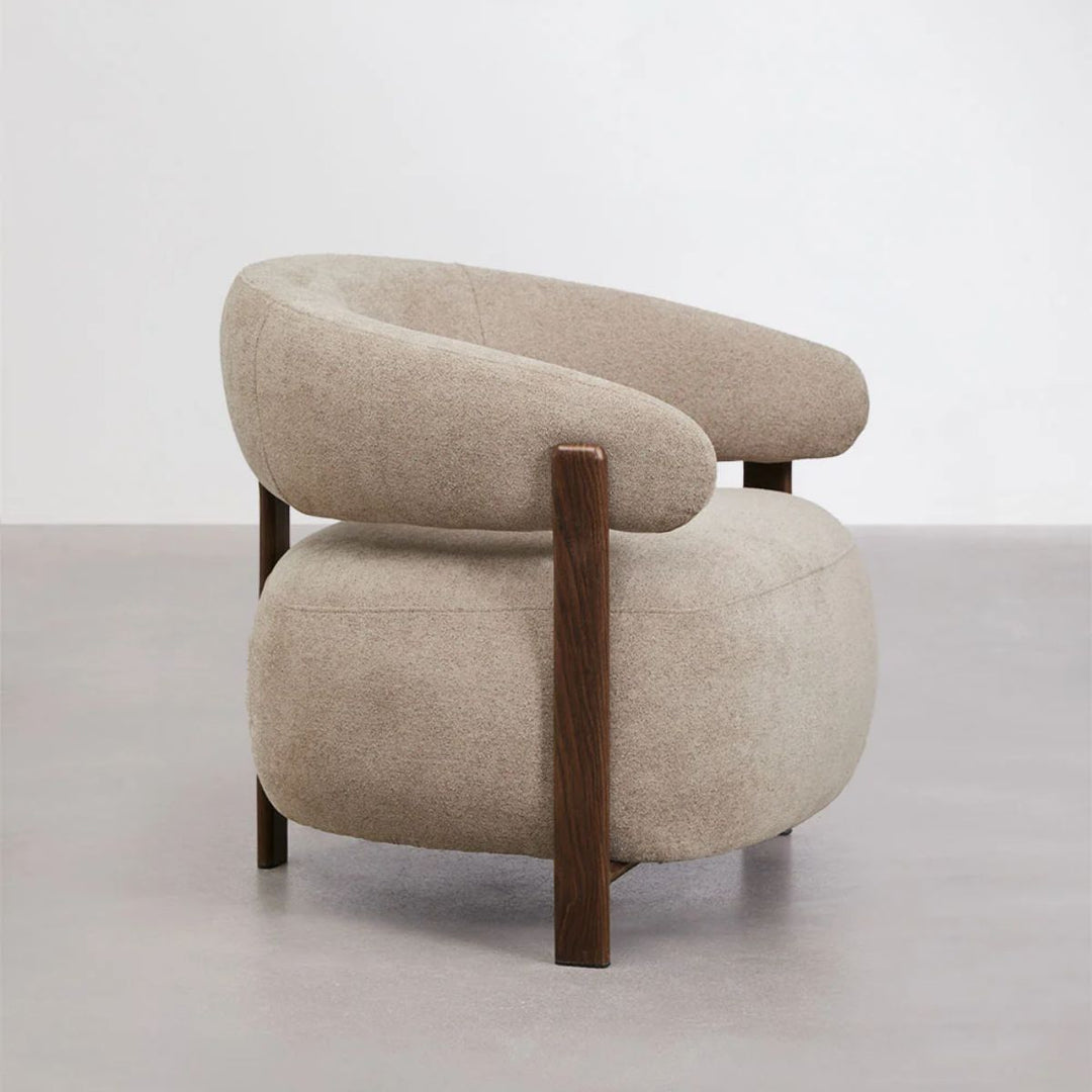 Fauteuil SKLUM en tissu chenille Brun Blé et fer Jolie Marron Bois Foncé