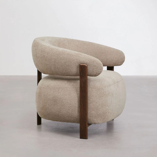 Fauteuil SKLUM en tissu chenille Brun Blé et fer Jolie Marron Bois Foncé