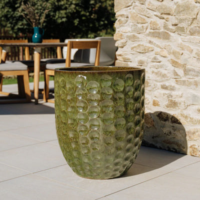 2 Pots Mérovée en terre cuite émaillée – Iron finished et Vert