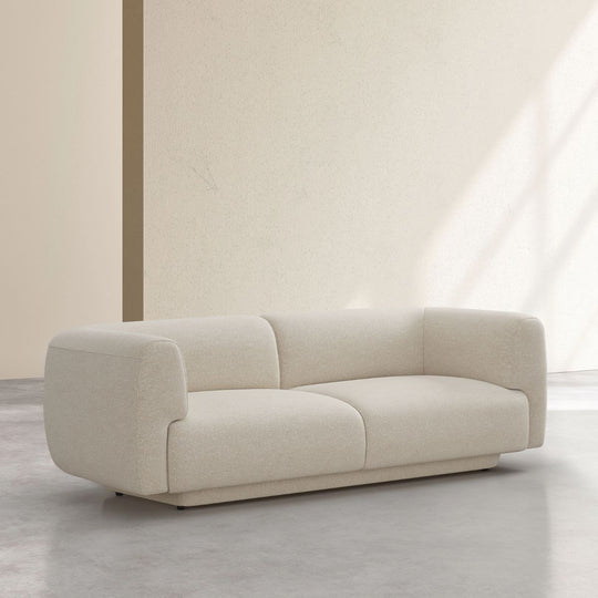 Canapé HABITAT 3 places AUSTIN en tissu texturé beige vanille