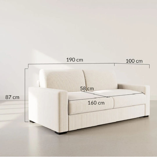 Canapé BESTMOBILIER 3 places convertible express couchage 140 cm en velours côtelé beige