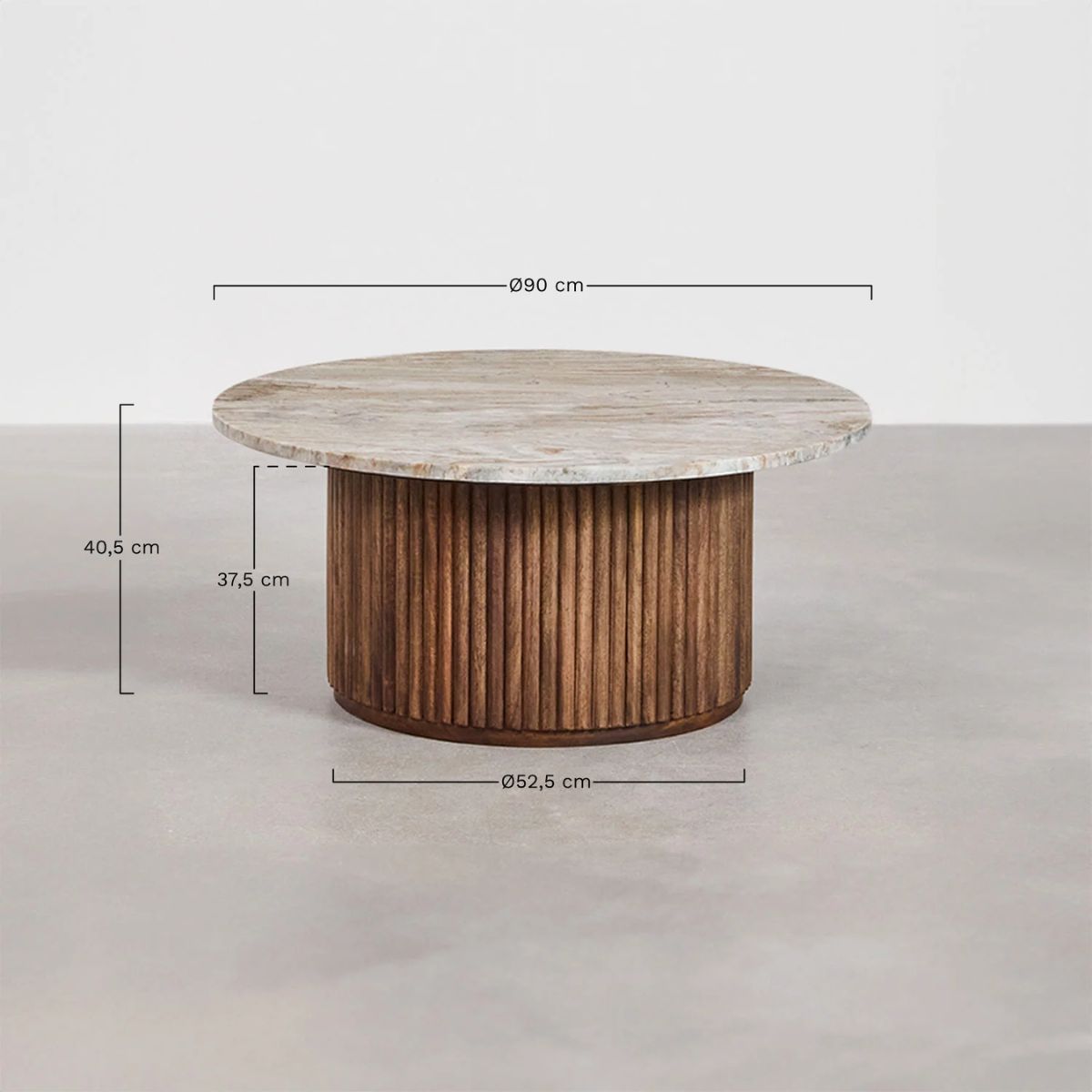 Table basse ronde SKLUM Ø90 cm en marbre et bois de manguier Giselda