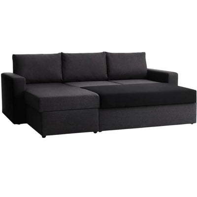 Canapé convertible JYSK MARSLEV 3 places avec méridienne réversible gris foncé