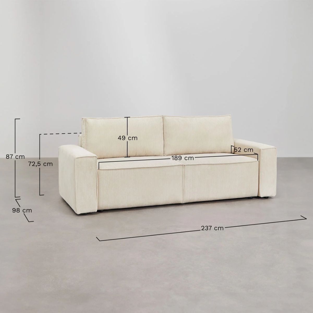 Canapé SKLUM convertible 3 places velours beige Tampere