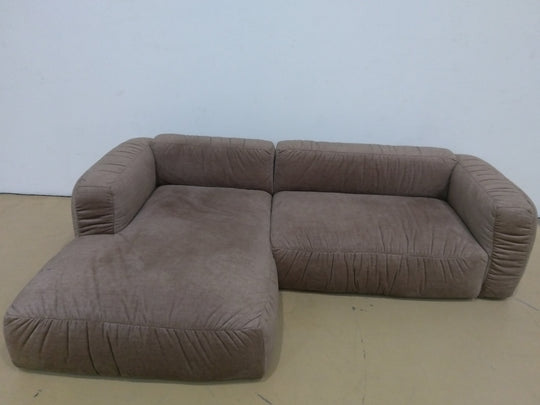 Canapé d'angle gauche MICADONI Martina 4 places en velours beige foncé