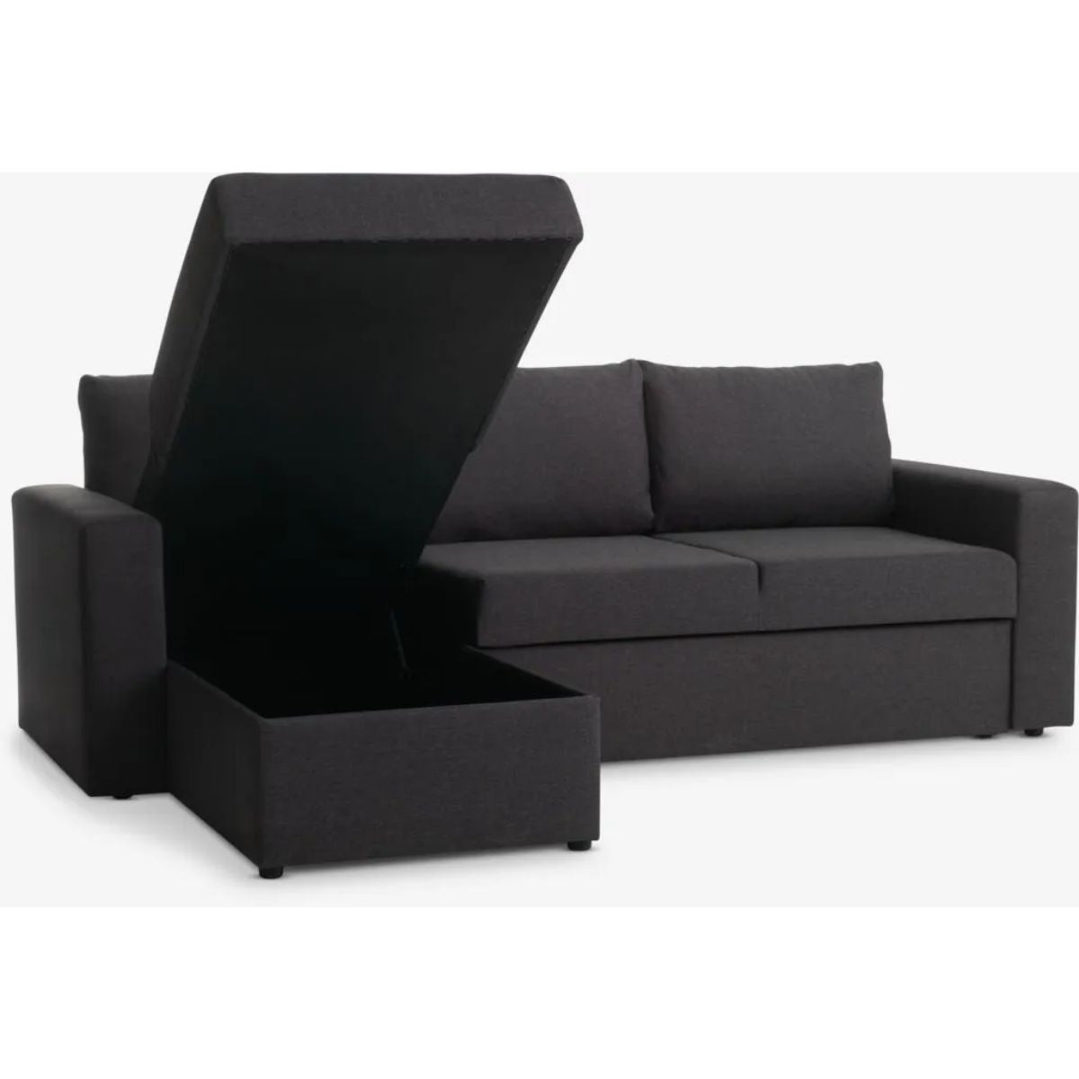 Canapé convertible JYSK MARSLEV 3 places avec méridienne réversible gris foncé