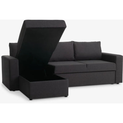 Canapé convertible JYSK MARSLEV 3 places avec méridienne réversible gris foncé