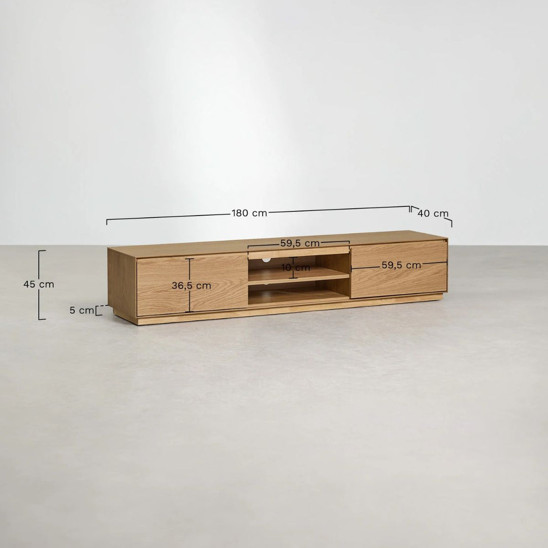 Meuble TV SKLUM 180 x 40 cm en MDF et placage chêne Burundi
