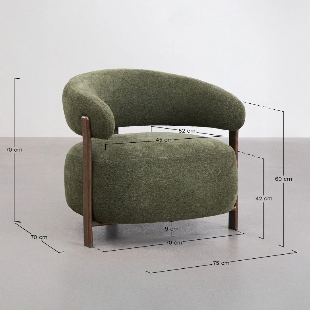 Fauteuil SKLUM en tissu chenille Brun Blé et fer Jolie Marron Bois Foncé