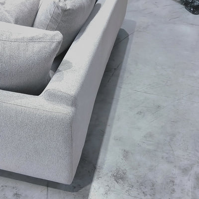 Canapé convertible DRAWER Villabon 4 places en tissu naturel pieds bois foncé